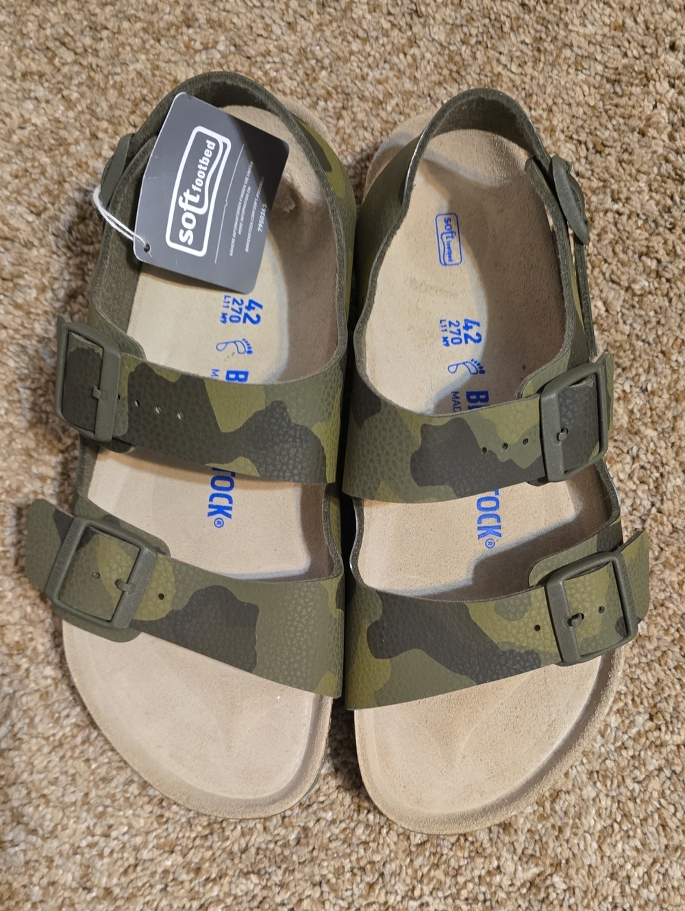 Unisex Camo Adjustable Strap Sandals - Olive Green